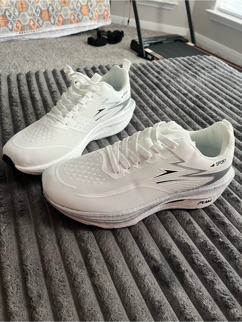 Sporto White Men's Athletic Running Shoes with Gray Accents